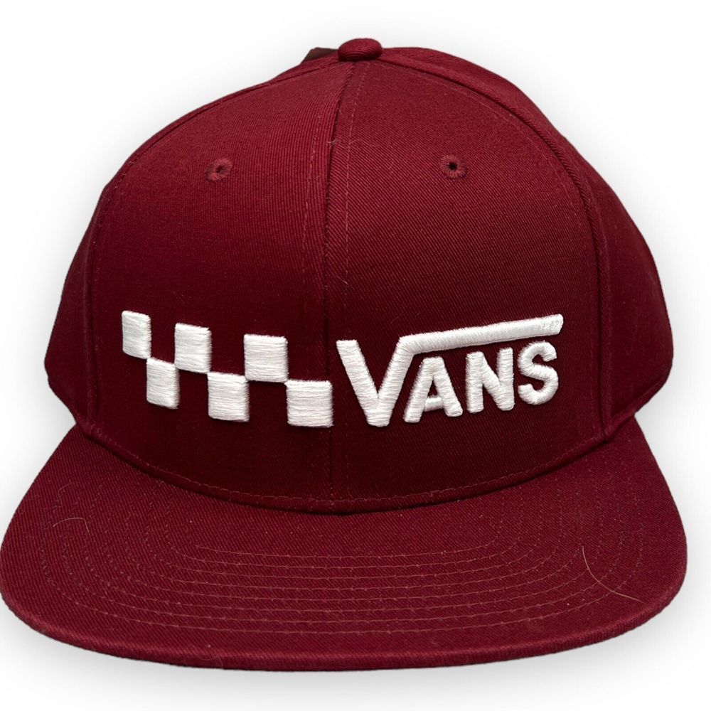 Vans Hat Mens Snapback Burgundy Red‎ Skater Snapback Cap Logo Trecker